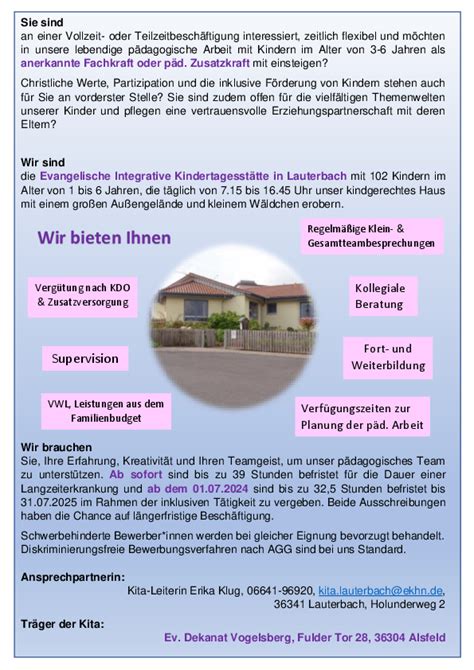 Evangelische Integrative Kindertagesstätte Lauterbach Berufliche