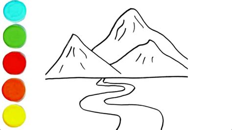 Landscape Mountain Drawingpainting And Coloring For Kids How To Draw