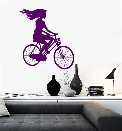 Wall Vinyl Decal Girl Bike Romantic Bedroom Bicycle Decor Unique Gift — Wallstickers4you