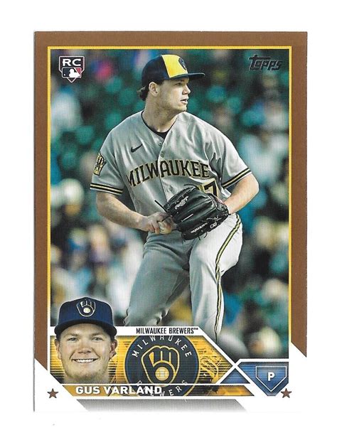 Topps Update Series Gus Varland Rc Gold Parallel Brewers