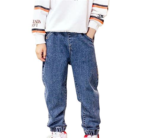 Posijego Boys Jeans High Waisted Casual Denim Pants Teen Boys Fashion Denim Trousers for Little ...