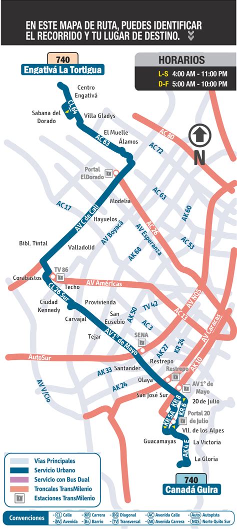 Mapa urbana SITP 740 Canadá Guira Engativá La Tortigua 1 Mirutafacil