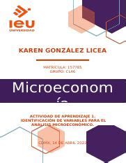 Act 1 Microeconomia docx KAREN GONZÁLEZ LICEA MATRÍCULA 157785 GRUPO