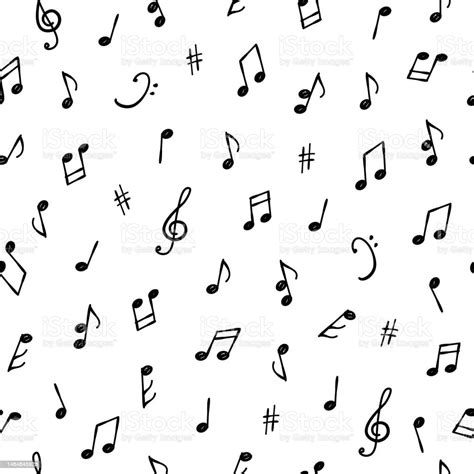 Music Notes Seamless Pattern Vector Hand Drawn Illustration Stock Illustration Download Image