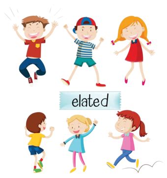 Set Of Elated Kids Word Vector Clip Art Vector, Word, Vector, Clip Art ...