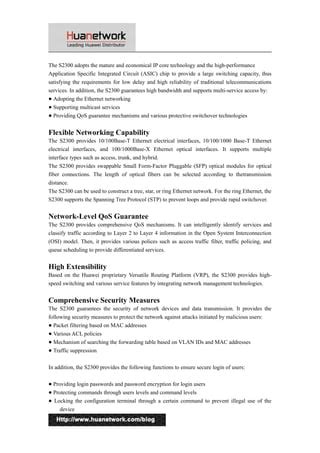 Huawei s2300 series ethernet switches overview | PDF
