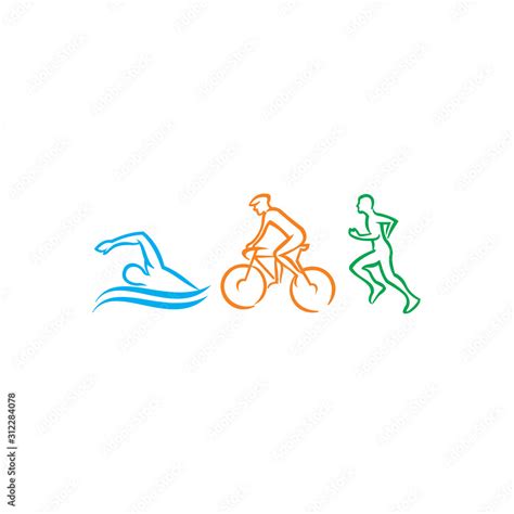 Run, Swim and Bike Logo, triathlon logo Stock Vector | Adobe Stock