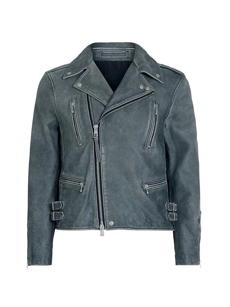 All Saints Ark Suede Biker Jacket Washed Black Editorialist