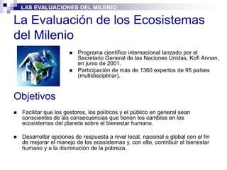 Los Servicios De Los Ecosistemas Y Las Evaluaciones Del Milenio