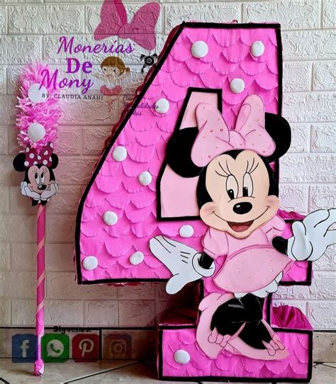 Pi Ata Numero Decorada De Minnie Mouse Minnie Minnie Mouse Fiesta