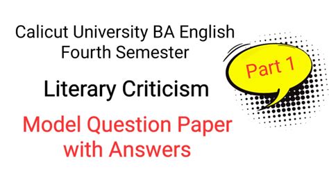 Literary Criticism Model Question Paper With Answers Calicut