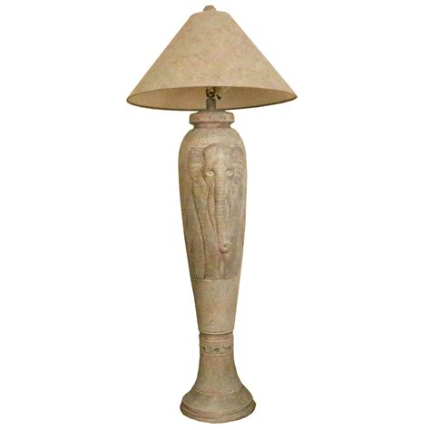 Elephant Themed Faux Stone Floor Lamp Ebth