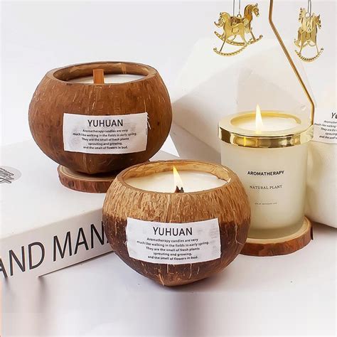 Smoke Free Aromatherapy Candles In Coconut Shell Scented Candles For