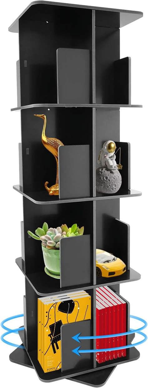 Tier Rotating Bookshelf Tower Display Floor Standing Bookcase