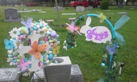 My Son And Daughters Grave Site Decorated For Easter Gravesite Decorations Grave Decorations