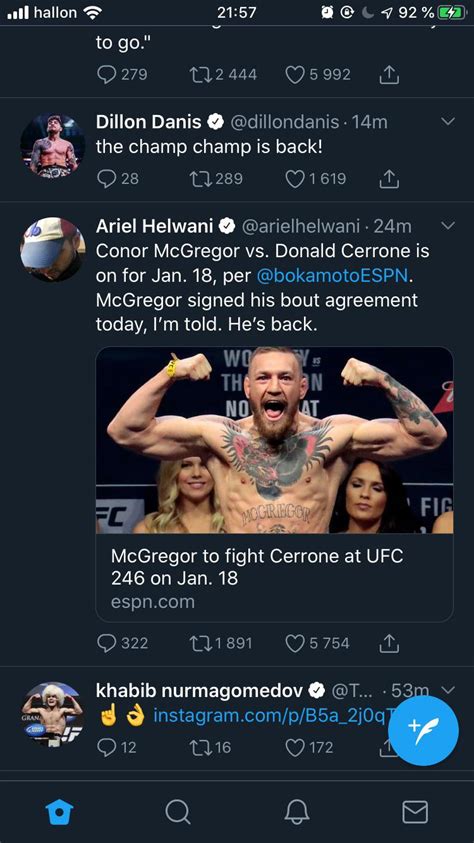 Khabib seems happy Conor McGregor is back : r/ufc