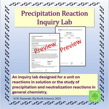 Precipitation Reactions Inquiry Lab By Up North Science Tpt