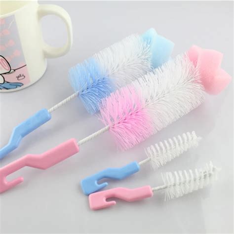 1 Set 2Pcs Baby Nipple Milk Bottle Cup 360 Degree Sponge Cleaner