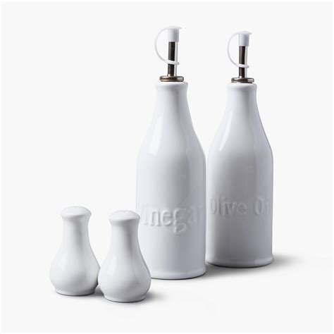 Wm Bartleet Oil And Vinegar Bottles With Salt And Pepper Set Dining