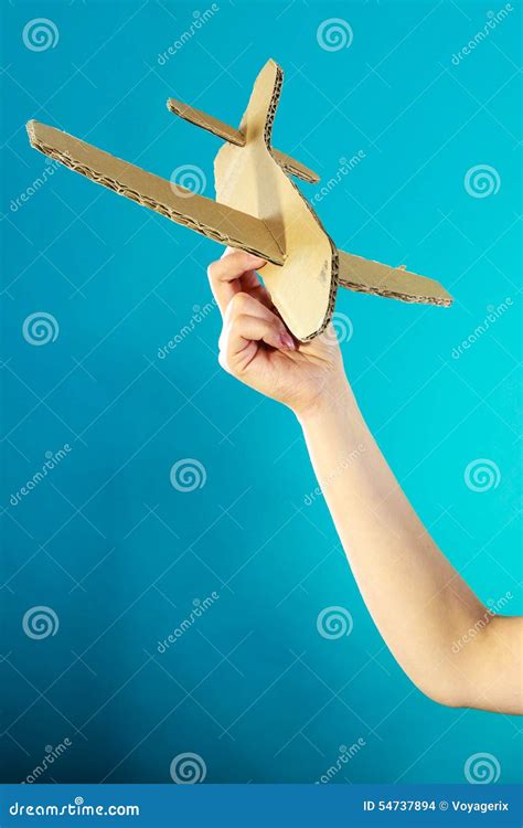 Woman Holding Airplane In Hand Stock Photo Image Of Airline