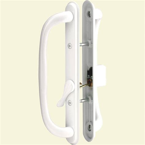 Prime Line Sliding Door Handle Set 10 In Pull Keyed White C 1289 The Home Depot