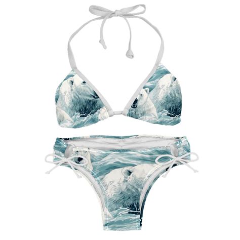 Polar Bear Women S Swimsuit Bikini Set Detachable Sponge Adjustable