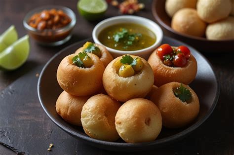 Traditional Indian Pani Puri Recipe Premium Ai Generated Image