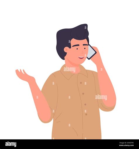 Boy talking on phone. Friends calling, mobile call, phone conversation vector illustration Stock ...