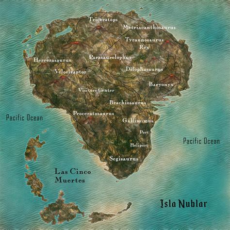 Isla Nublar Island Map Jurassic Park Hollywood Movie Fan Art Poster ...