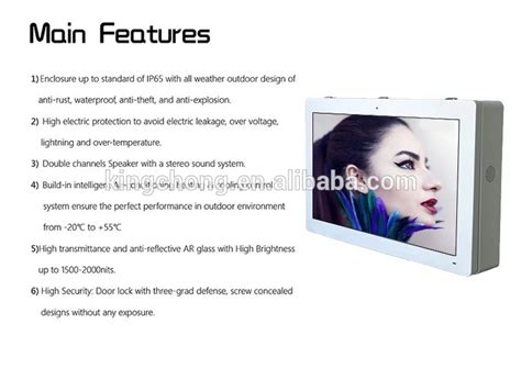 Outdoor Capacitive Wall Mounted Waterproof Ip Hd Hanging Nits