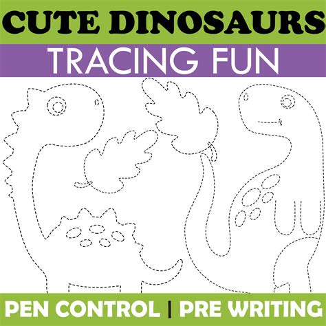 Cute Dinosaurs Tracing Shapes Prewriting Workshe Made By Teachers