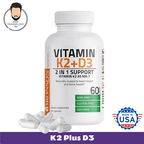 Bronson Vitamin K2 MK7 With D3 Supplement 5000 IU Vitamin D3 And