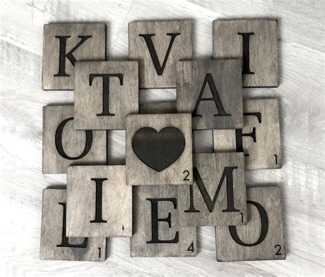 Wood Scrabble Tiles Wall Art Gallery Wall Decor Wooden Etsy