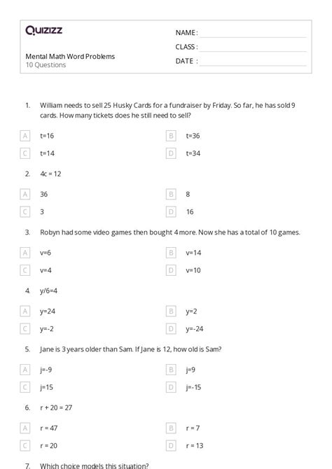 50 Math Word Problems Worksheets For 6th Grade On Quizizz Free And Printable