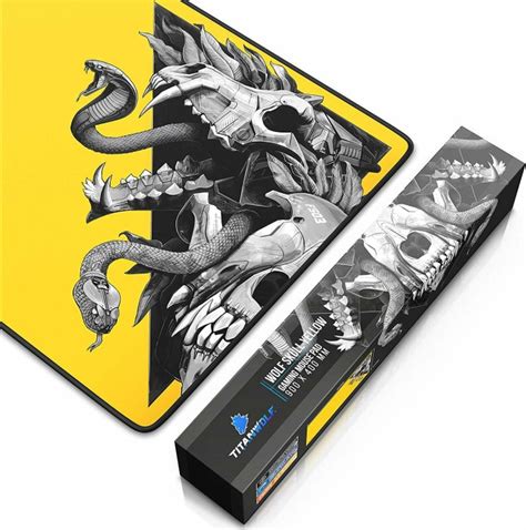 Titanwolf Wolf Skull Yellow Xxl Speed Gaming Mauspad Ab