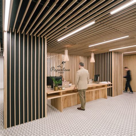 Wooden Slats Surround Reception At Paperless Post S Manhattan Offices By Add