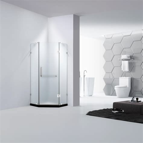 Dreamwerks 36 In X 79 In Frameless Neo Angle Sliding Shower Door In Chrome Right With Handle