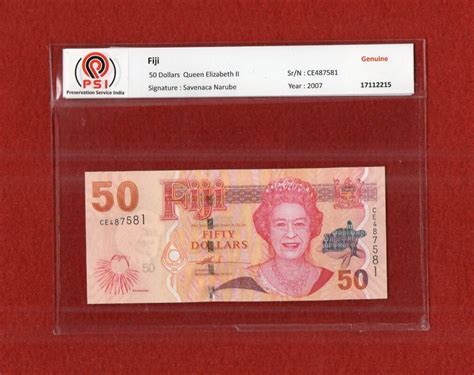 Fiji Dollars Queen Elizabeth Ii Banknote Sns Coins