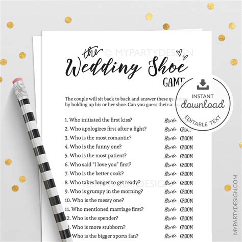 Wedding shoe game, printable game cards | My Party Design