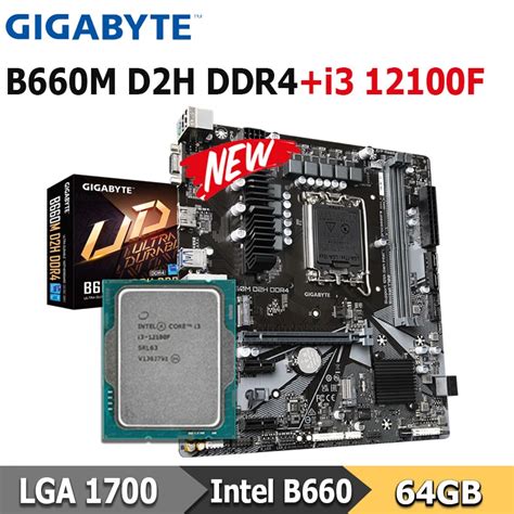 Gigabyte B660m D2h Ddr4 I3 12100f Motherboard Combo Lga 1700 Cpu Intel 12 Gen Core I3 12100f