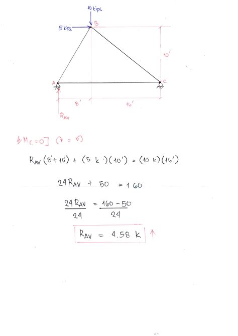 Solved Find The VERTICAL Reaction At Support A 10 Kips B 5 Kips 10