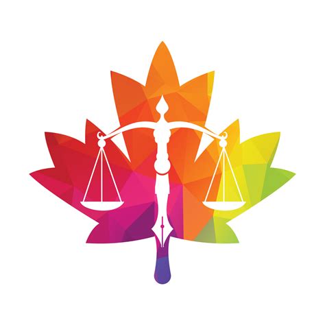 Maple Leaf Law Logo Vector With Judicial Balance Symbolic Of Justice