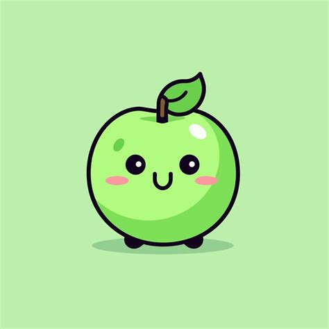 Premium Vector Cute Kawaii Apple Chibi Mascot Vector Cartoon Style