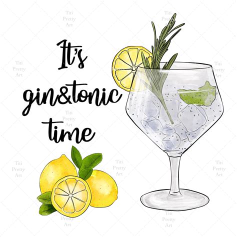 Gin And Tonic Cocktail Sublimation Png Design Hand Drawn Etsy Uk