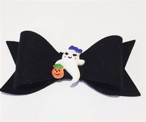 Ghost Bow Black Bow Halloween Bow Felt Bow Girls Bow Baby Etsy