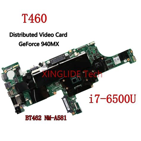 For Laptop Lenovo ThinkPad T460 Motherboard I7 6500U CPU BT462 NM A581