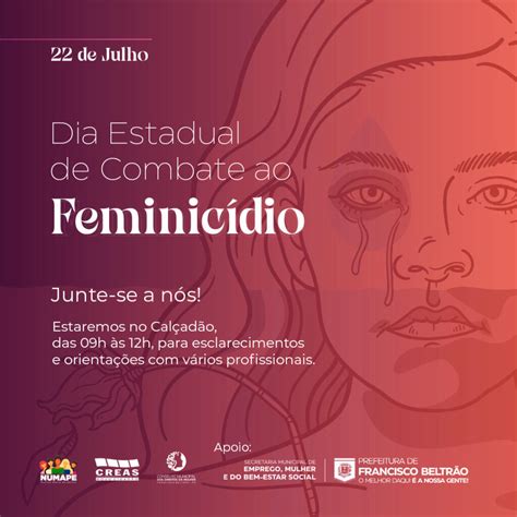 Dia De Combate Ao Feminicídio Terá Ações Em Beltrão Prefeitura De