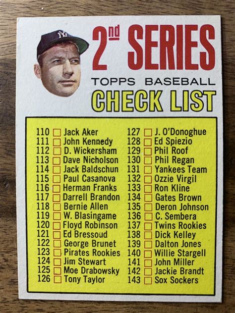 1967 Topps 103 Checklist Mickey Mantle New York Yankees Hof Ebay