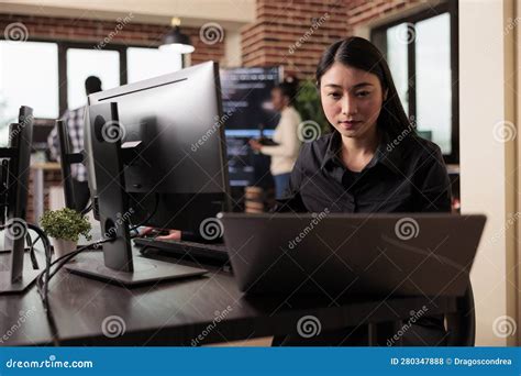 Freelance Coder Typing Machine Learning Server Code Stock Photo Image