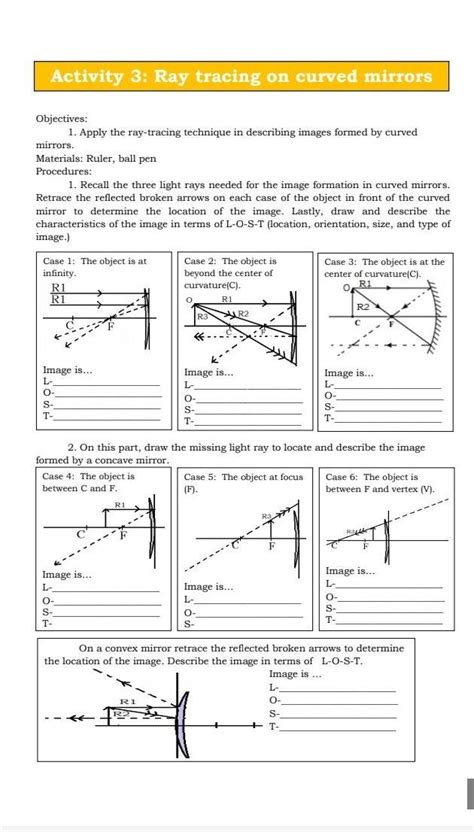 Activity 3 Ray Tracing On Curved Mirrorsobjectives 1 Apply The Ray Tracing Technique In